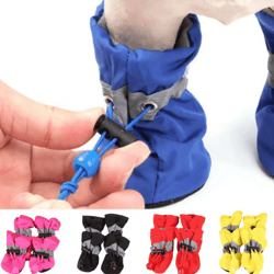 4-piece waterproof dog boots – anti-slip pet shoes for small cats & dogs paw protection