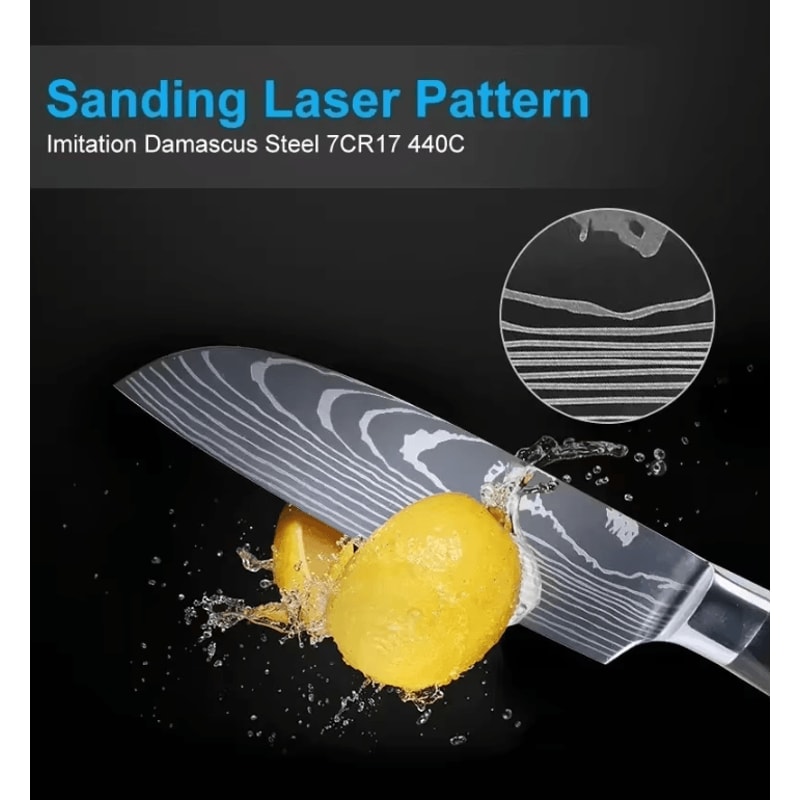 Professional Damascus Kitchen Knife Set Japanese Santoku Cleaver Stainless Steel Boning Knife 1