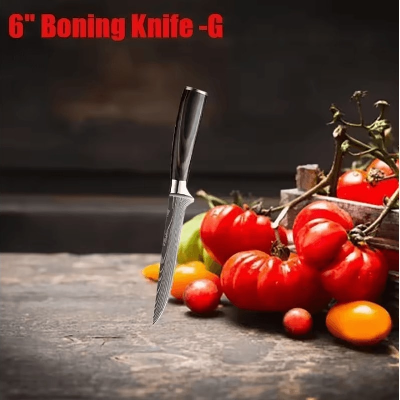 Professional Damascus Kitchen Knife Set Japanese Santoku Cleaver Stainless Steel Boning Knife 8