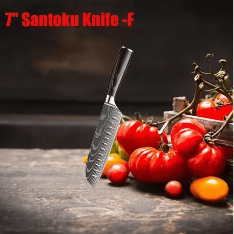 Professional Damascus Kitchen Knife Set Japanese Santoku Cleaver Stainless Steel Boning Knife 9