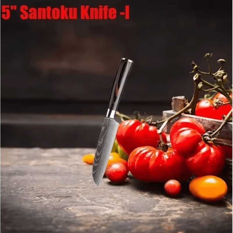 Professional Damascus Kitchen Knife Set Japanese Santoku Cleaver Stainless Steel Boning Knife 7