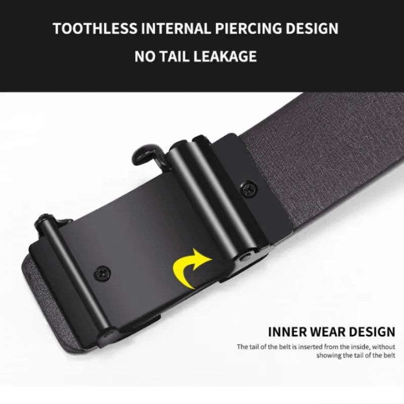 Luxury Genuine Leather Belt For Men Quality Mens Automatic Buckle Belt With Metal Strap 2