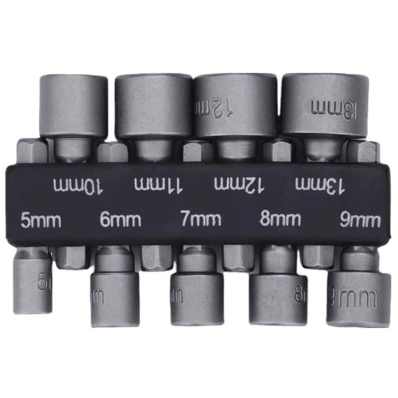 9Piece Hex Socket Nut Driver Set MultiSize Screwdriver Bit Socket Wrench Tool Kit 5mm13mm 1