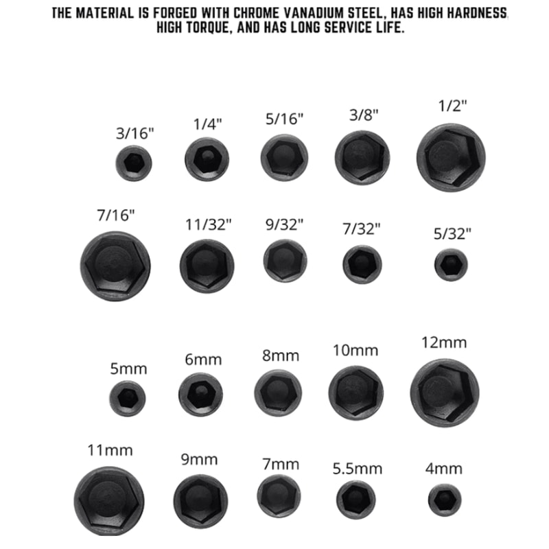 9Piece Hex Socket Nut Driver Set MultiSize Screwdriver Bit Socket Wrench Tool Kit 5mm13mm 4