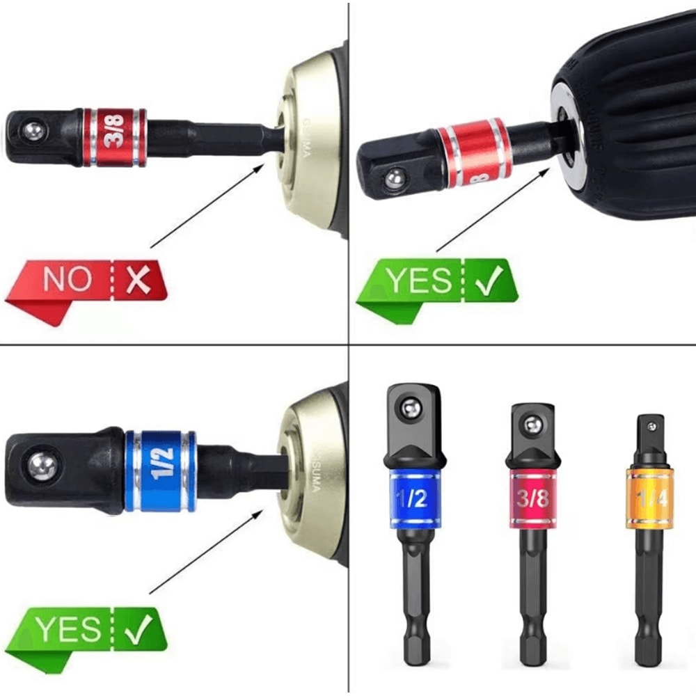 Impact Grade 105 Angle Socket Adapter Set Power Tool Driver Extension Screwdriver Holder 2