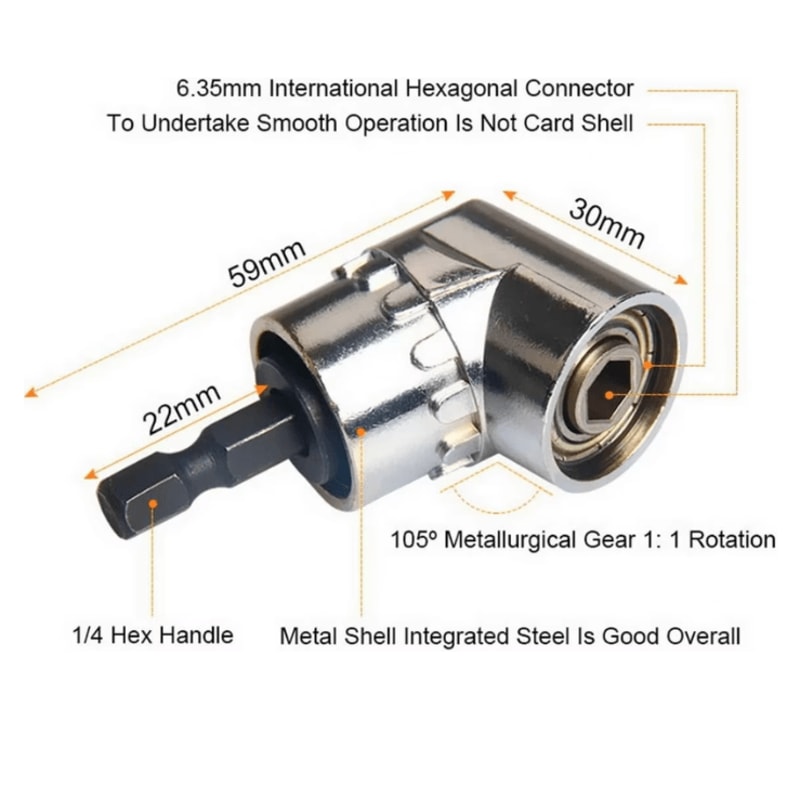 Impact Grade 105 Angle Socket Adapter Set Power Tool Driver Extension Screwdriver Holder 5