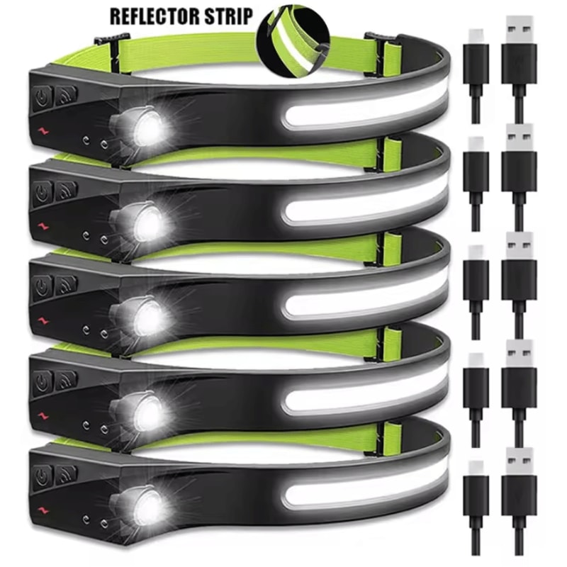 Rechargeable LED Sensor Headlamp 5Mode HandsFree Head Flashlight For Fishing Camping Outdoor Use 12