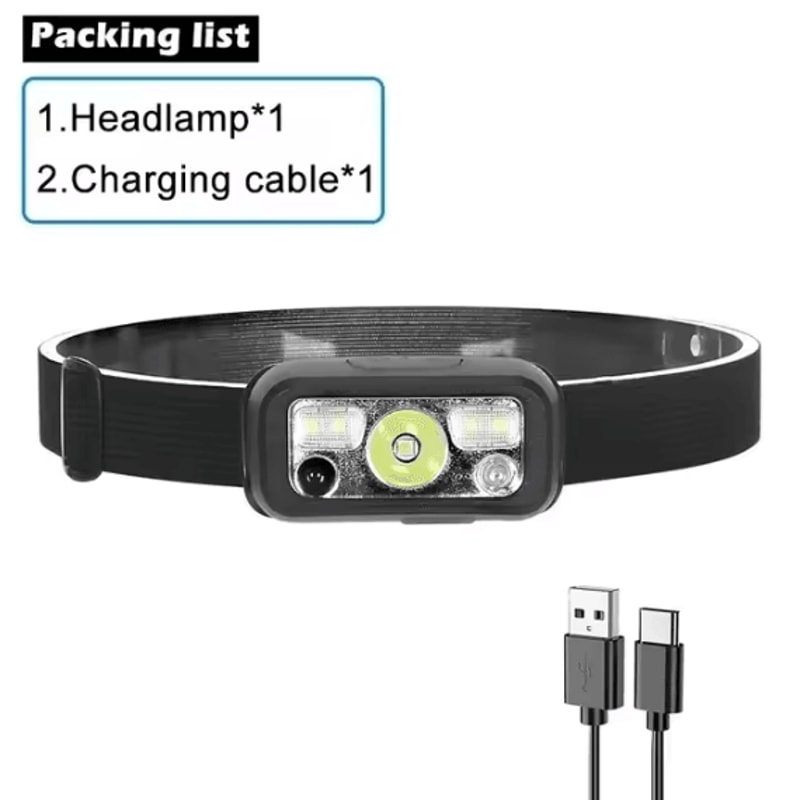 Rechargeable LED Sensor Headlamp 5Mode HandsFree Head Flashlight For Fishing Camping Outdoor Use 5