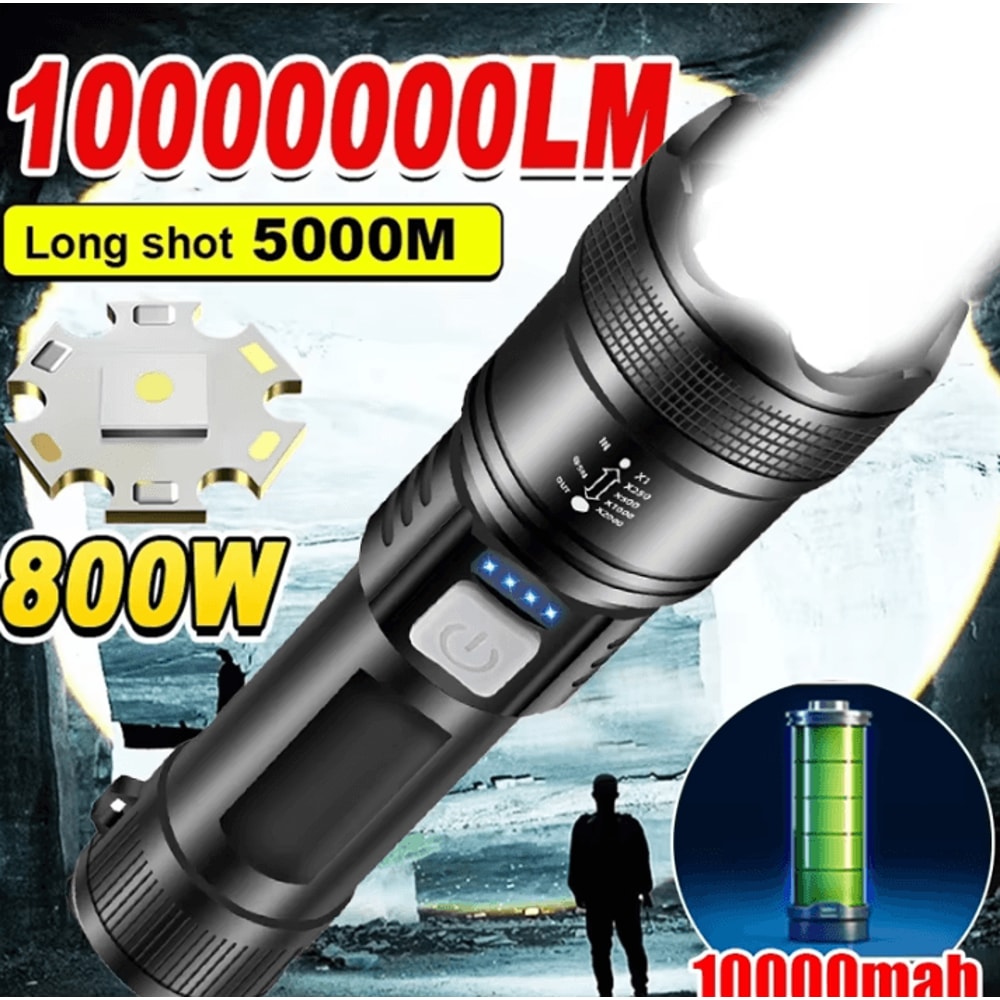 Powerful P70 LED Flashlight 5000LM Ultra Bright Tactical Zoom Torch With Builtin 18650 Battery 0