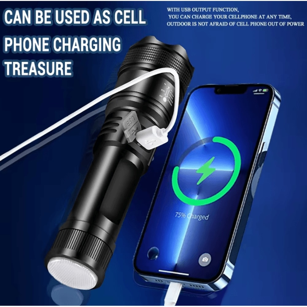 Powerful P70 LED Flashlight 5000LM Ultra Bright Tactical Zoom Torch With Builtin 18650 Battery 3