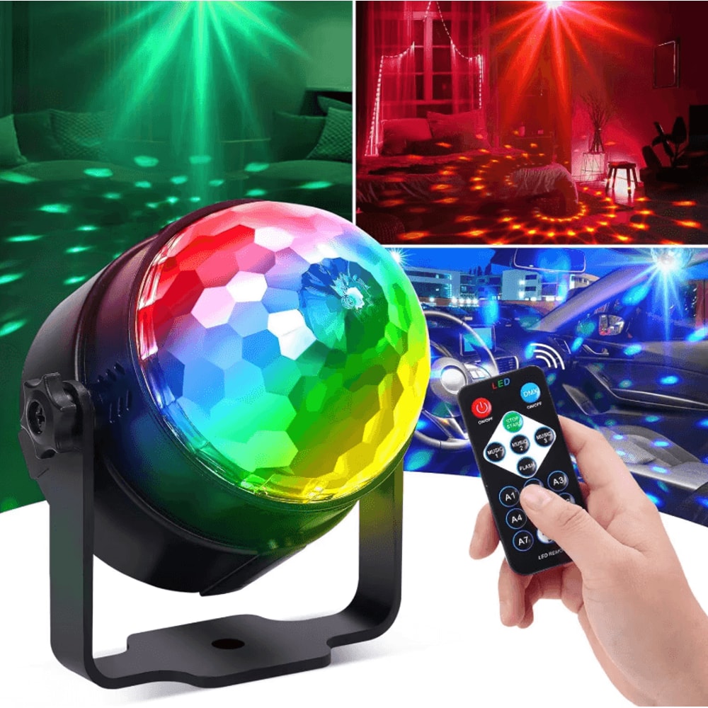 RGB LED Rotating Party Light Sound Controlled DJ Stage Disco Lamp With Remote 0