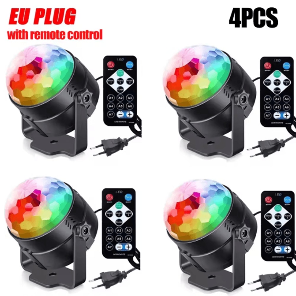RGB LED Rotating Party Light Sound Controlled DJ Stage Disco Lamp With Remote 14