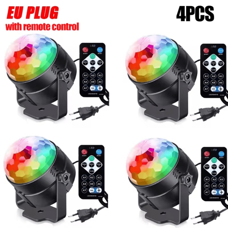 RGB LED Rotating Party Light Sound Controlled DJ Stage Disco Lamp With Remote 14