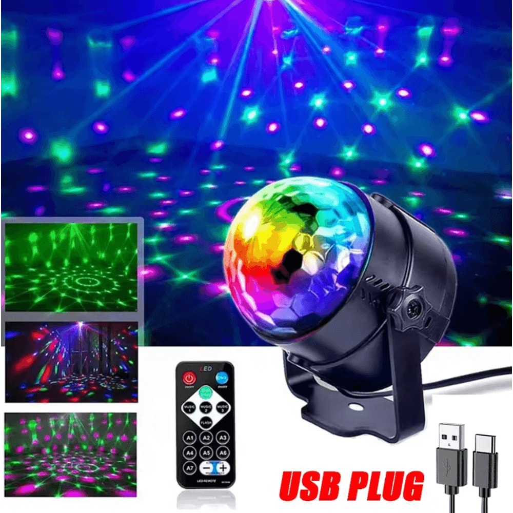 RGB LED Rotating Party Light Sound Controlled DJ Stage Disco Lamp With Remote 6