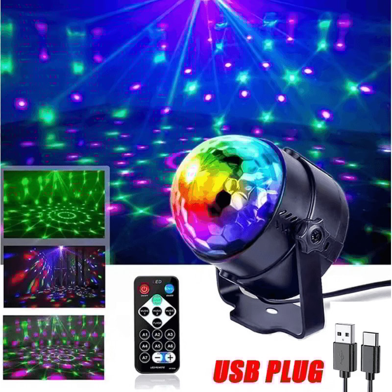 RGB LED Rotating Party Light Sound Controlled DJ Stage Disco Lamp With Remote 6