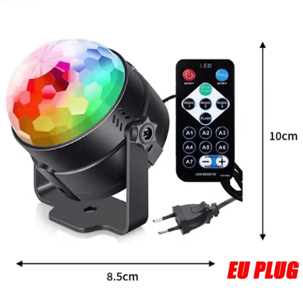 RGB LED Rotating Party Light Sound Controlled DJ Stage Disco Lamp With Remote 12