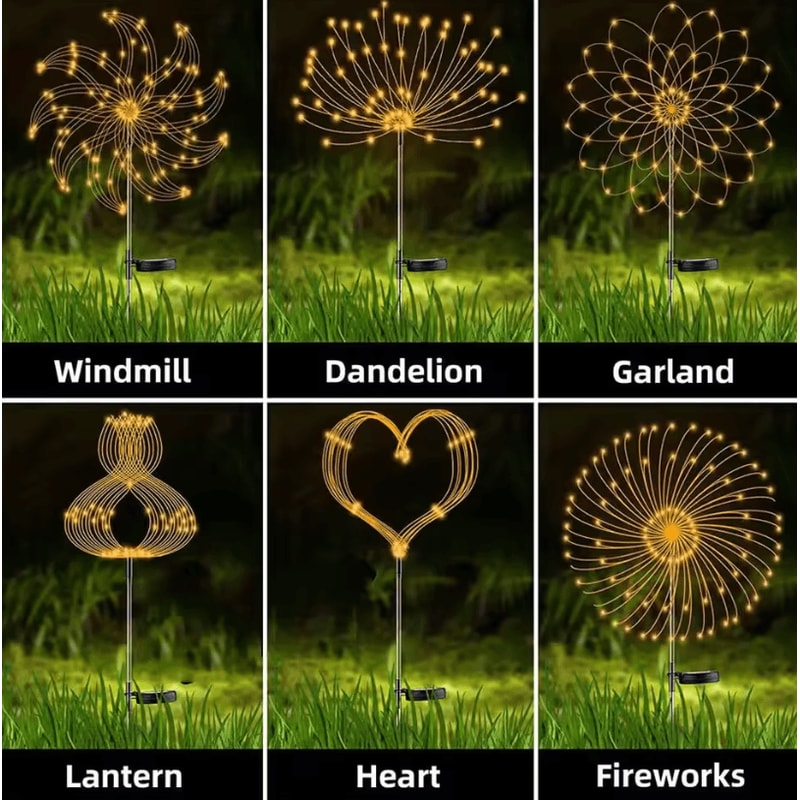 LED Solar Firework Garden Lights Waterproof Outdoor Fairy Dandelion Lawn Decoration Lamp 1
