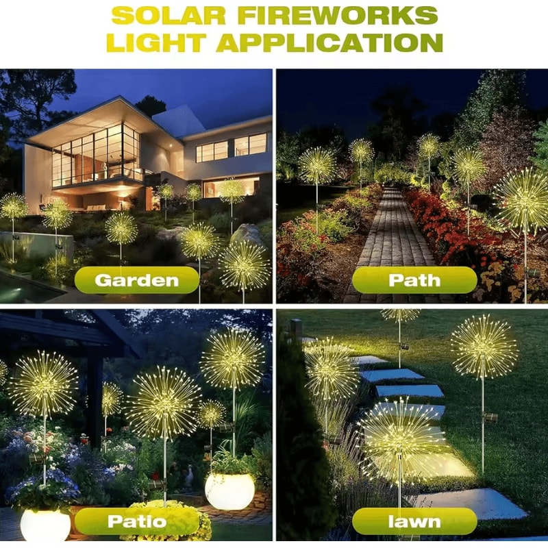 LED Solar Firework Garden Lights Waterproof Outdoor Fairy Dandelion Lawn Decoration Lamp 2