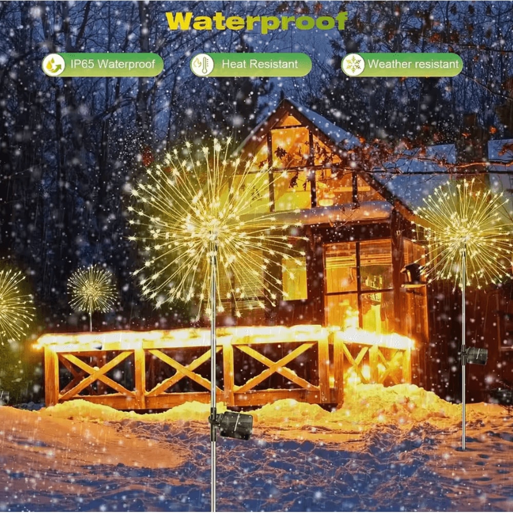 LED Solar Firework Garden Lights Waterproof Outdoor Fairy Dandelion Lawn Decoration Lamp 3