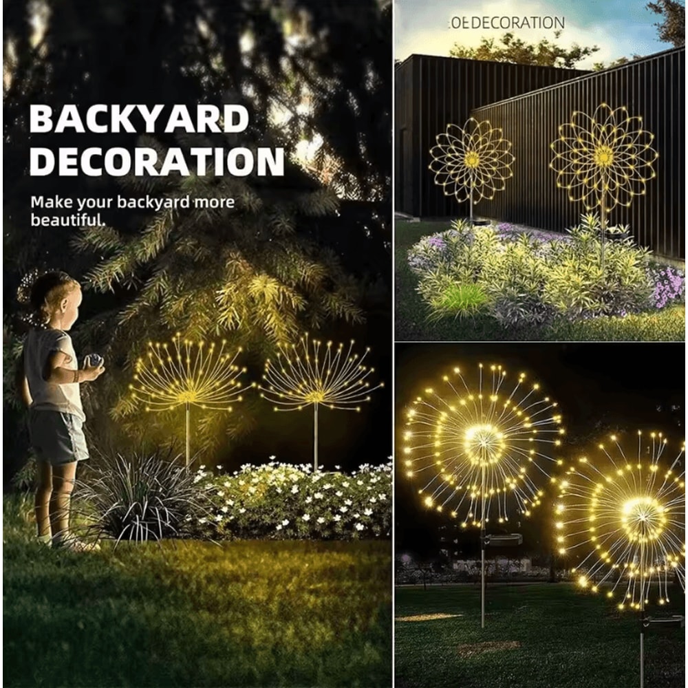 LED Solar Firework Garden Lights Waterproof Outdoor Fairy Dandelion Lawn Decoration Lamp 4