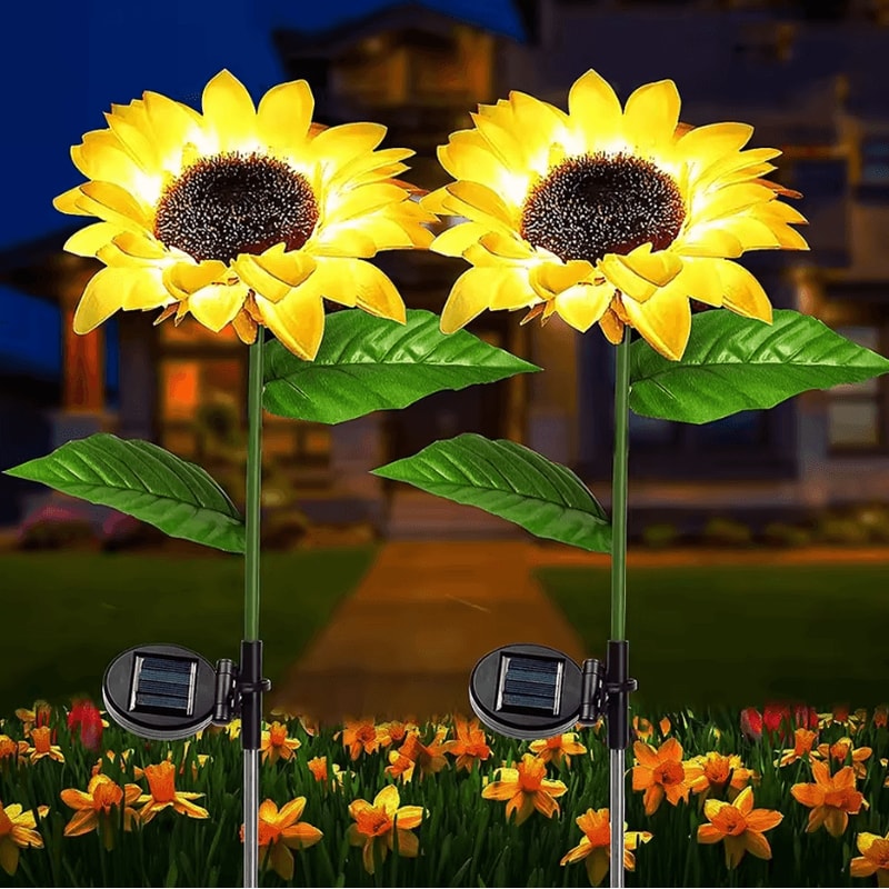 Simulated Outdoor Solar Sunflower Garden Lights Smart Sense Waterproof LED Lawn Decor 0