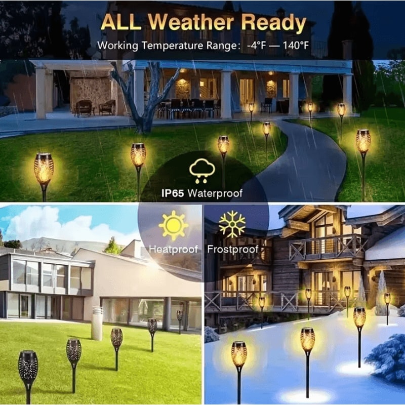 12LED Solar Flame Torch Lights Waterproof Flickering Garden Pathway Outdoor Solar Lamps 3
