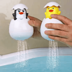 cute baby bathing toy set – duck, penguin and egg water spray sprinkler toys for kids