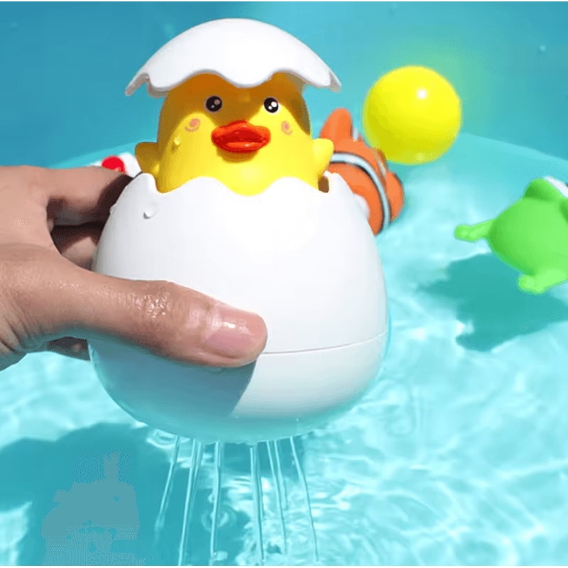 Cute Baby Bathing Toy Set Duck Penguin And Egg Water Spray Sprinkler Toys For Kids 1