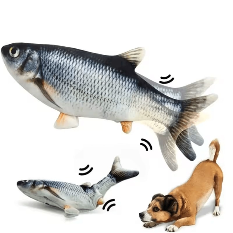 Interactive USB Rechargeable Floppy Fish Toy Electric Simulation Chew Training Toy For Cats Dogs 0