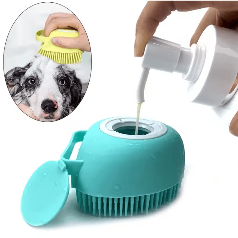 Silicone Pet Bathing Massage Gloves Soft Safety Grooming Brush For Dogs Cats 0