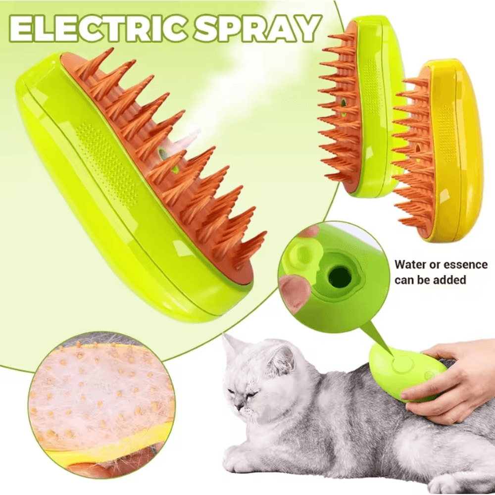 Electric 3in1 Pet Steam Brush Steam Sprayer Massage Comb Shedding Grooming Tool For Dogs Cats 3