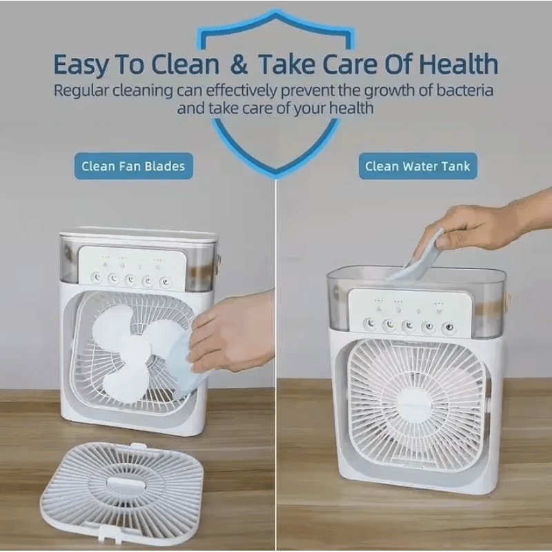 Portable 3in1 Portable Air Cooler With Mini Humidifier Fan LED Night Light 2