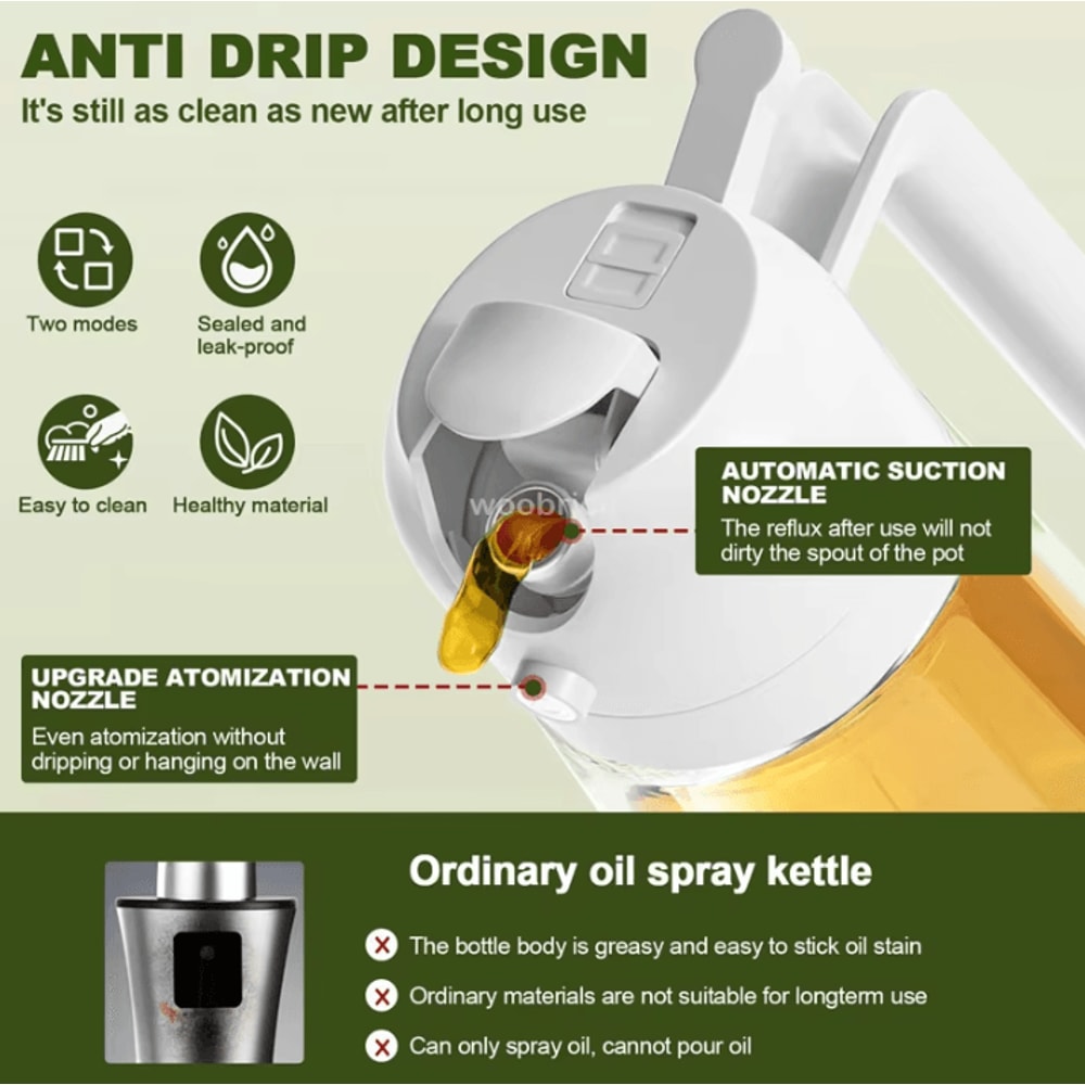 Ergonomic Olive Oil Sprayer Bottle 2in1 Oil Dispenser Kitchen Oil Mister With Comfortable Handle 1