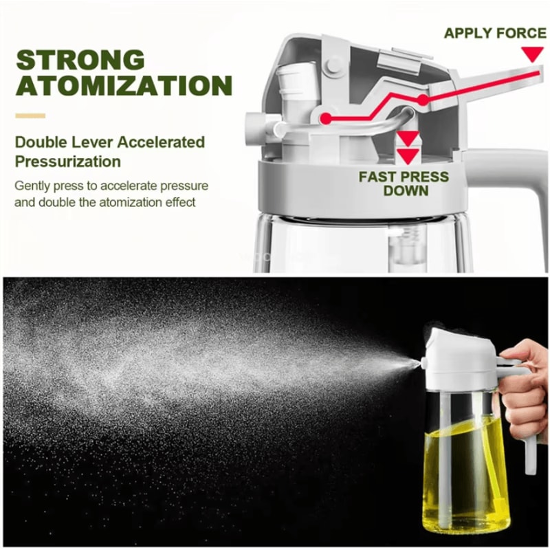 Ergonomic Olive Oil Sprayer Bottle 2in1 Oil Dispenser Kitchen Oil Mister With Comfortable Handle 3