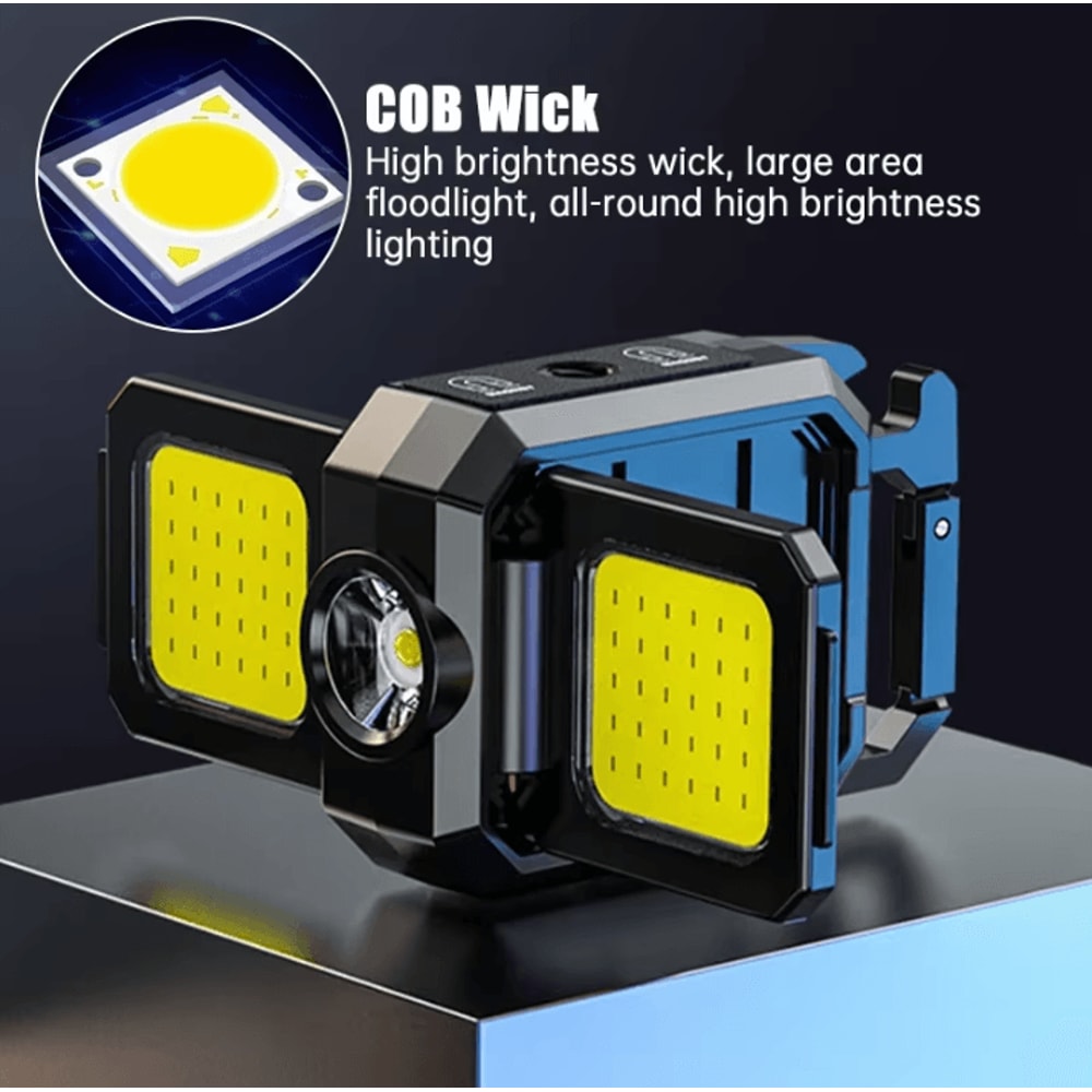 USB USB Rechargeable Mini Flashlight With COB Work Light Portable Lantern Keychain With 90 Foldabl 1