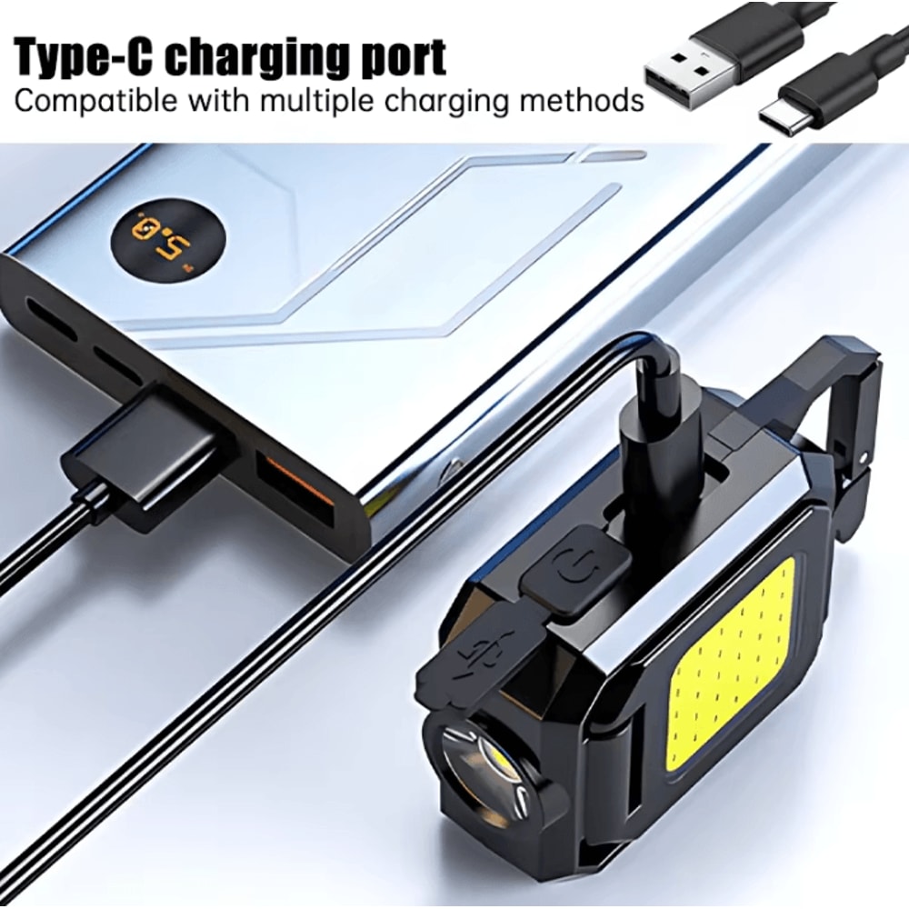 USB USB Rechargeable Mini Flashlight With COB Work Light Portable Lantern Keychain With 90 Foldabl 2