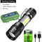 USB Rechargeable Mini Flashlight With COB XPE Torches Portable BuiltIn Battery Zoomable Small Tor 13