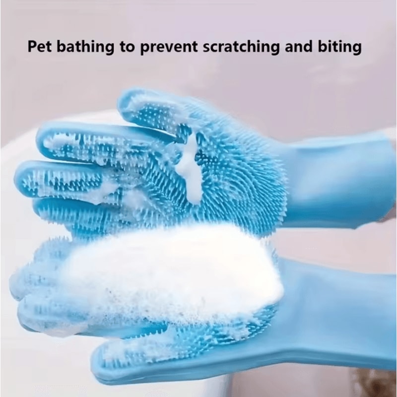 Silicone Pet Grooming Cleaning Gloves Dog Cat Bathing Gloves With Silicone Hair Removal Glove Mas 1