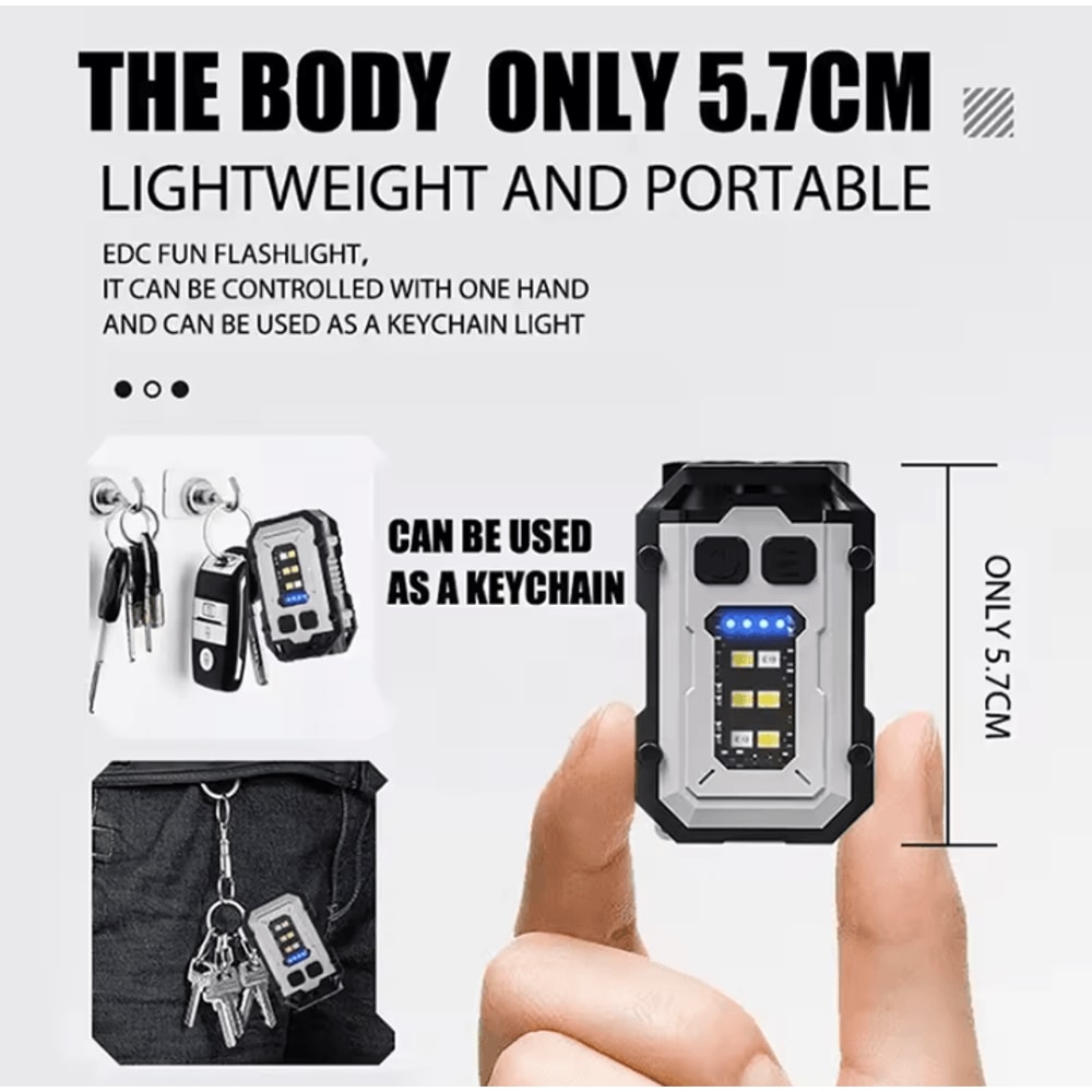 BALDR Pocket Torch Flashlight Rechargeable EDC Mini Flashlight With Magnetic COB Work Light LED Ke 2