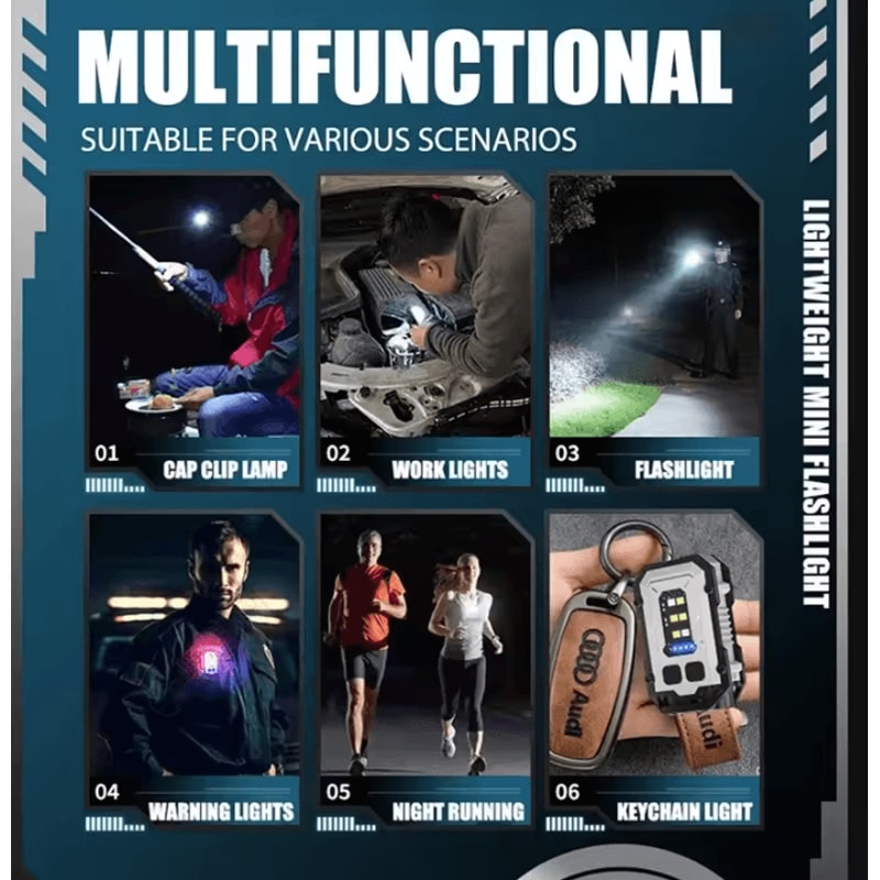 BALDR Pocket Torch Flashlight Rechargeable EDC Mini Flashlight With Magnetic COB Work Light LED Ke 5