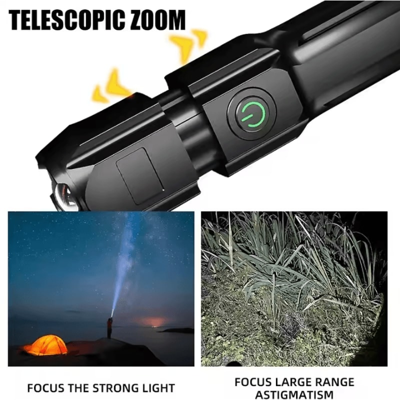 Rechargeable Tactical Flashlight 100000 Lumen LED Torch With USB Waterproof Zoom For Fishing Hunt 1