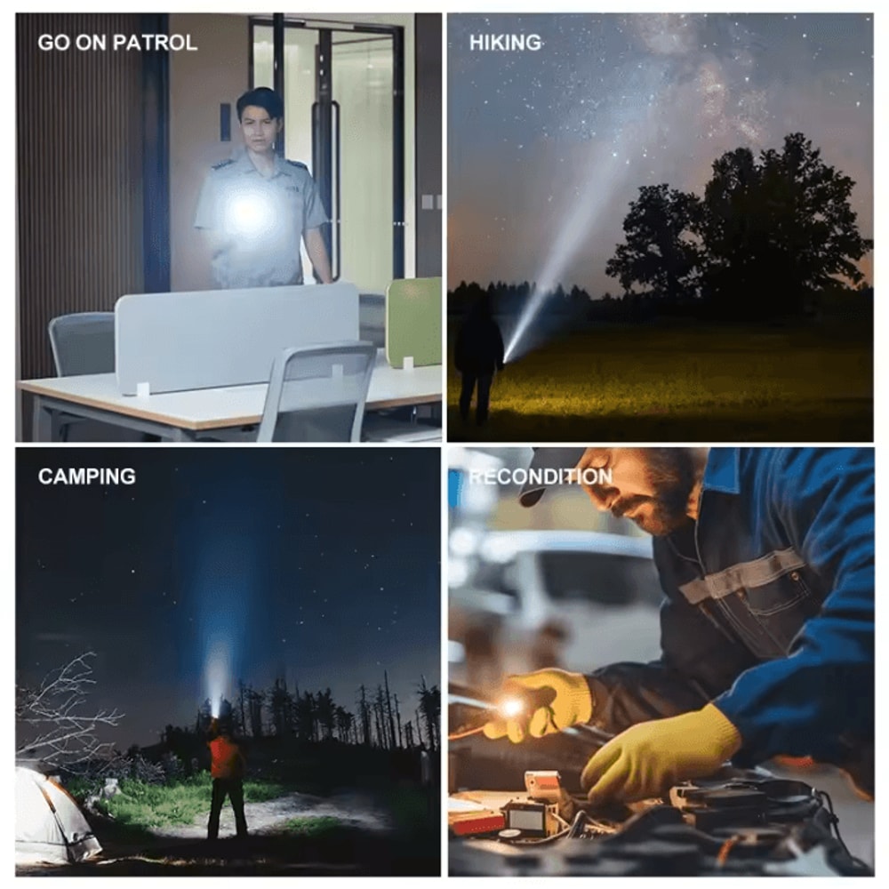 Rechargeable Tactical Flashlight 100000 Lumen LED Torch With USB Waterproof Zoom For Fishing Hunt 4