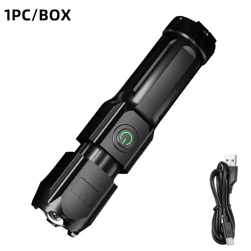 Rechargeable Tactical Flashlight 100000 Lumen LED Torch With USB Waterproof Zoom For Fishing Hunt 6