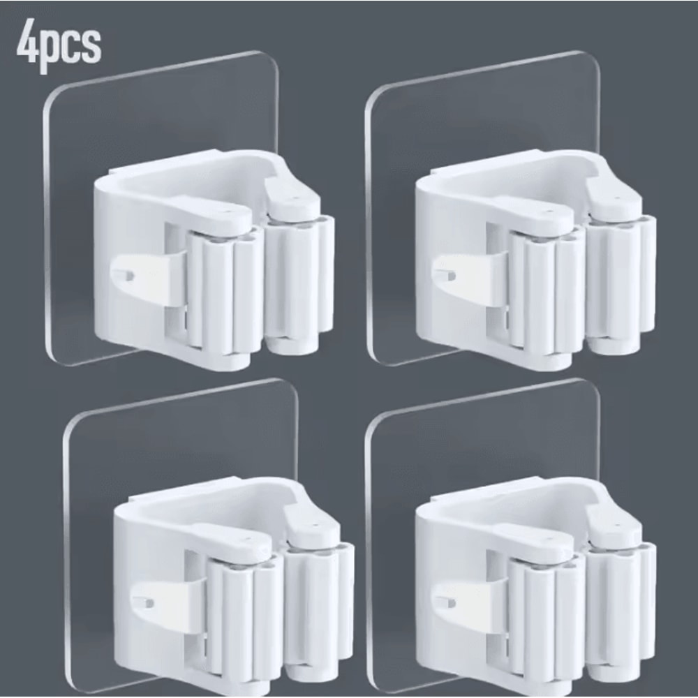 Mop Storage Rack Wall Mounted Broom Holder With PunchFree Storage Hooks For Space Saving Cleaning 6