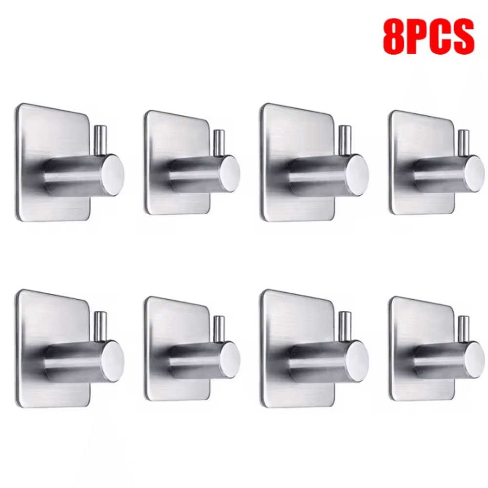 4 Pcs Stainless Steel Wall Hooks Adhesive Bathroom Robe Hooks MultiPurpose Hanger Hooks For Towel 11