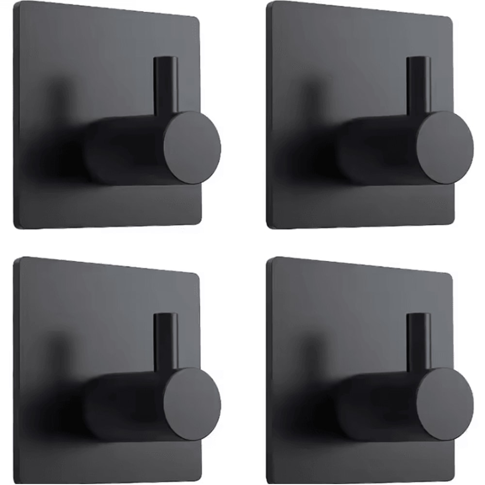 4 Pcs Stainless Steel Wall Hooks Adhesive Bathroom Robe Hooks MultiPurpose Hanger Hooks For Towel 3
