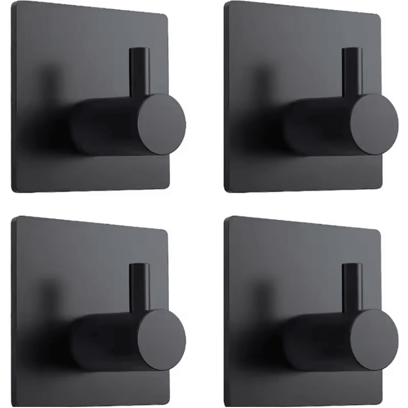 4 Pcs Stainless Steel Wall Hooks Adhesive Bathroom Robe Hooks MultiPurpose Hanger Hooks For Towel 3