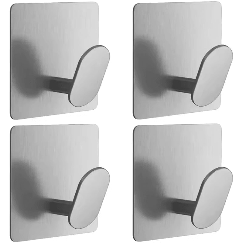 4 Pcs Stainless Steel Wall Hooks Adhesive Bathroom Robe Hooks MultiPurpose Hanger Hooks For Towel 6