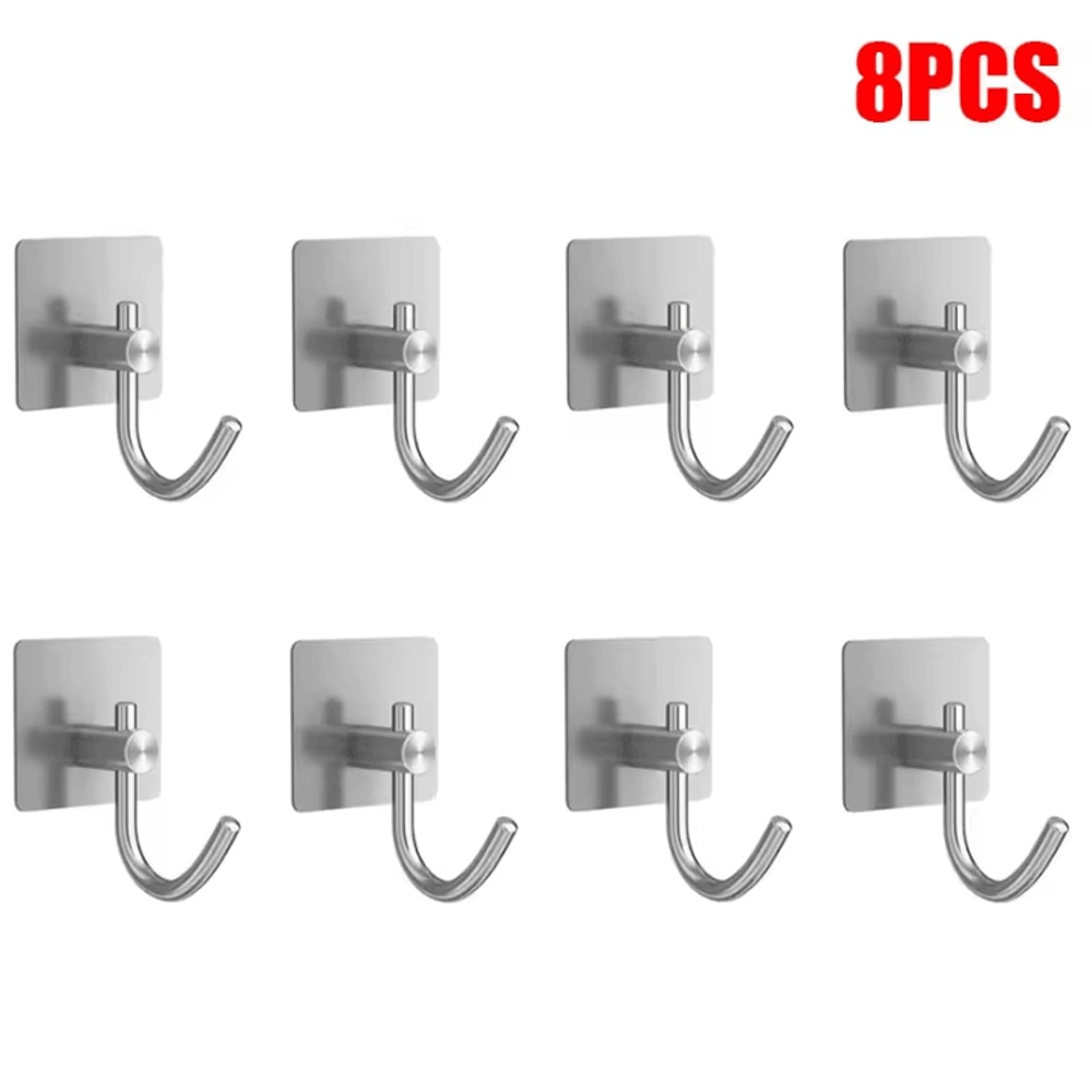 4 Pcs Stainless Steel Wall Hooks Adhesive Bathroom Robe Hooks MultiPurpose Hanger Hooks For Towel 15
