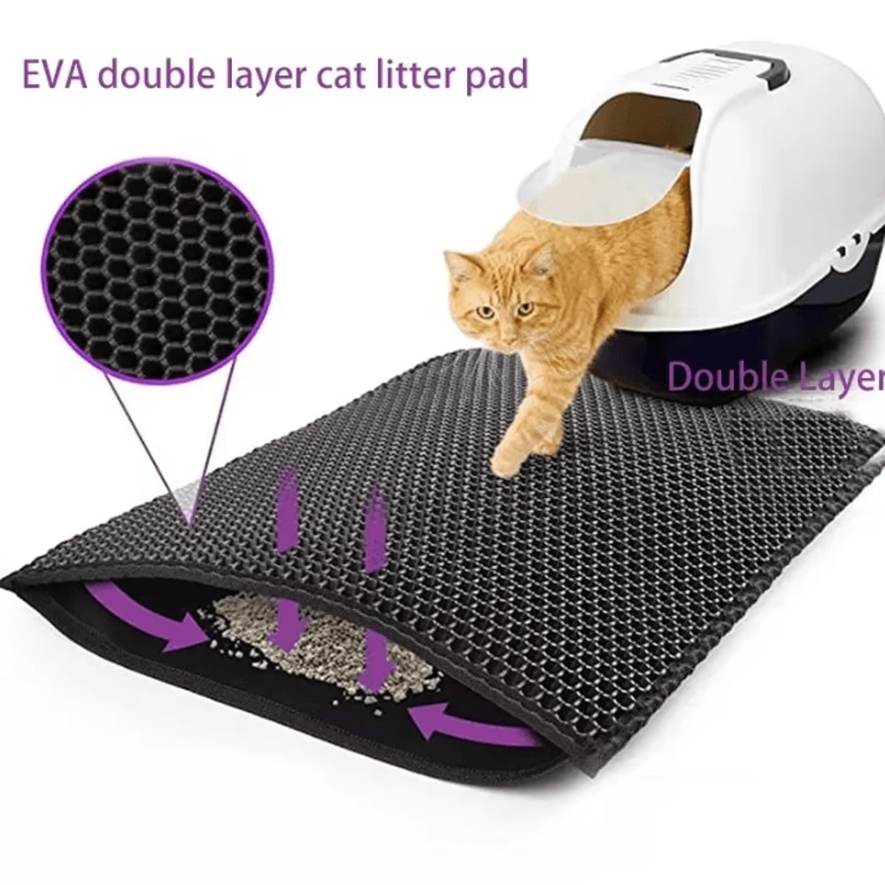 Cat Litter Mat Double Layer Waterproof Pet Pad With NonSlip Sand Catcher Washable Clean Mat 0